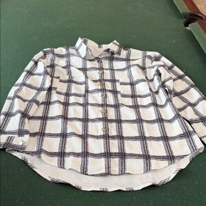 Plaid Button Down Shirt - Black and White